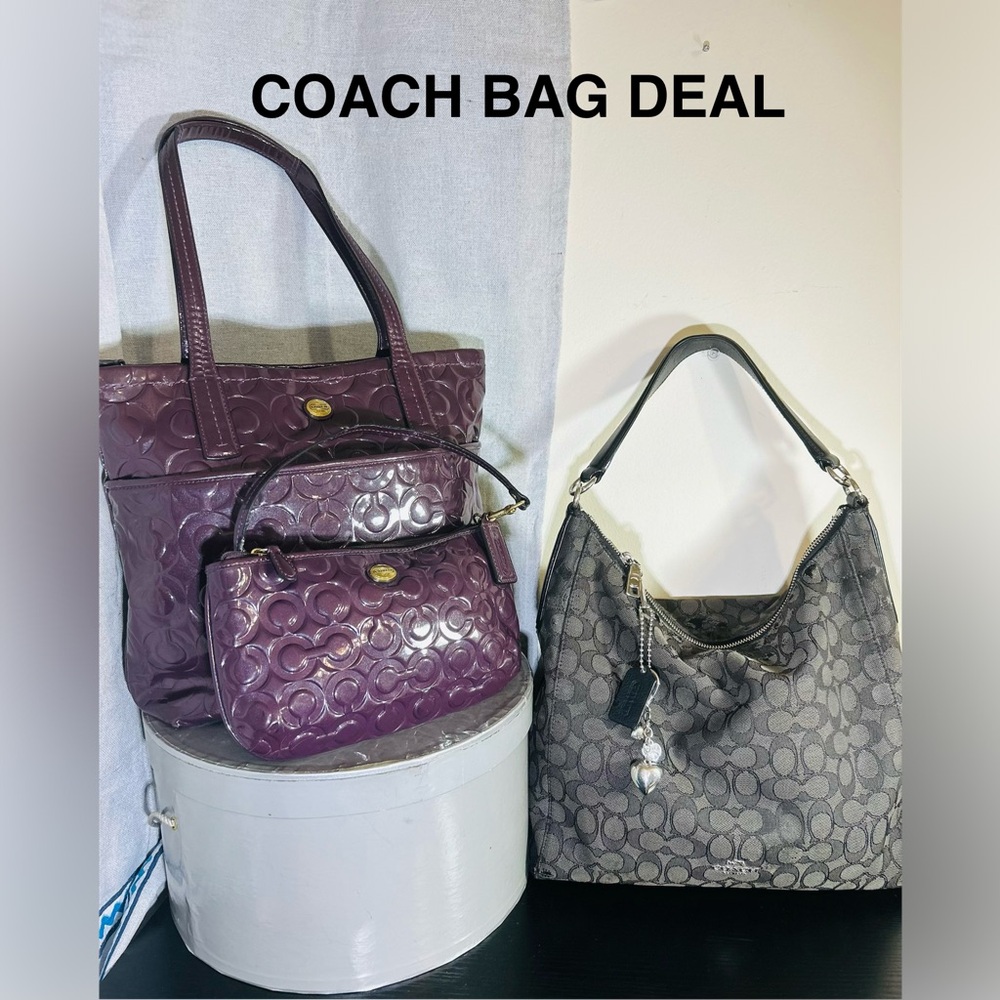 •SOLD•Coach Peyton Patent Leather
Tote w Wristlet & Saffiano Hobo
Signature